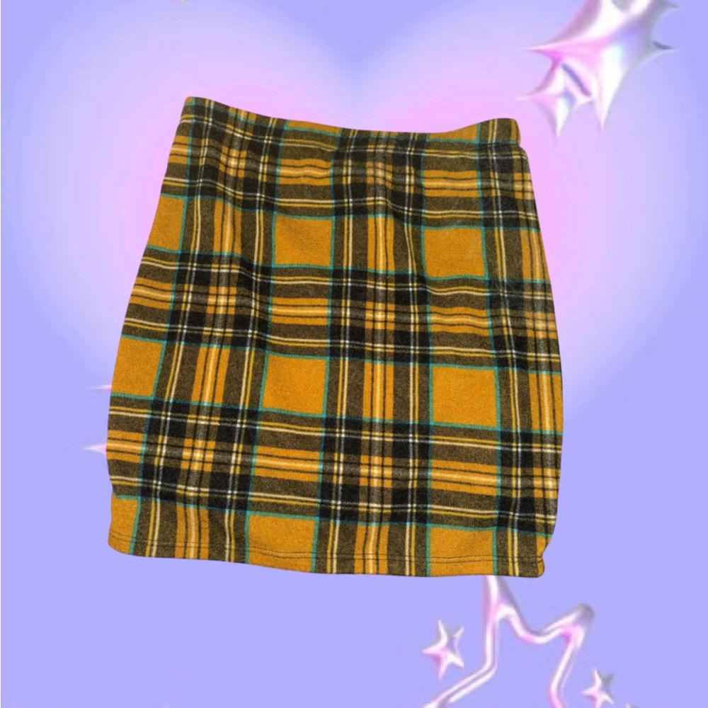 Plaid Yellow and Green Skirt Sz M